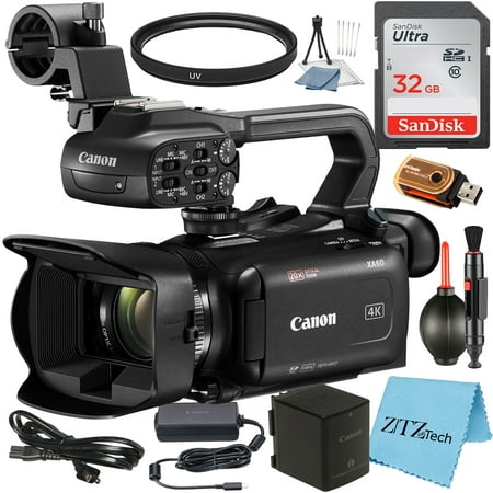 Canon XA60 Professional UHD 4K Camcorder with SanDisk 32GB Memory Card + UV Fliter + ZeeTech Accessory Bundle