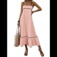 thumbnail image 1 of Vestido de Verano para Mujer, con Tirantes Finos, Informal, Fluido, de Encaje, Midi, para Playa, 2025. Rosa M, 1 of 7