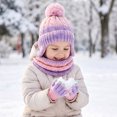 thumbnail image 2 of Besolor 3pc Winter Hat Gloves Scarf for Toddler Kids Girls Boys Knitwear Thickened Thermal Warm Outdoor Skiing Sets, 2 of 7