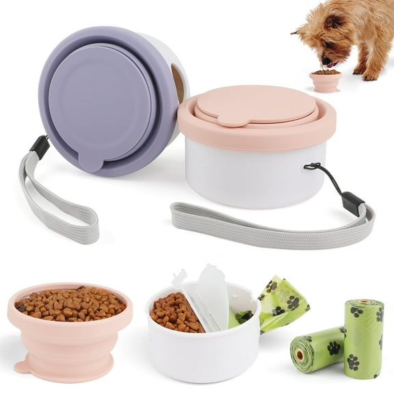 Jewyow 2-Pack Collapsible Dog Bowls for Travel, Dog Cat Portable Water Bowl, Camping Walking