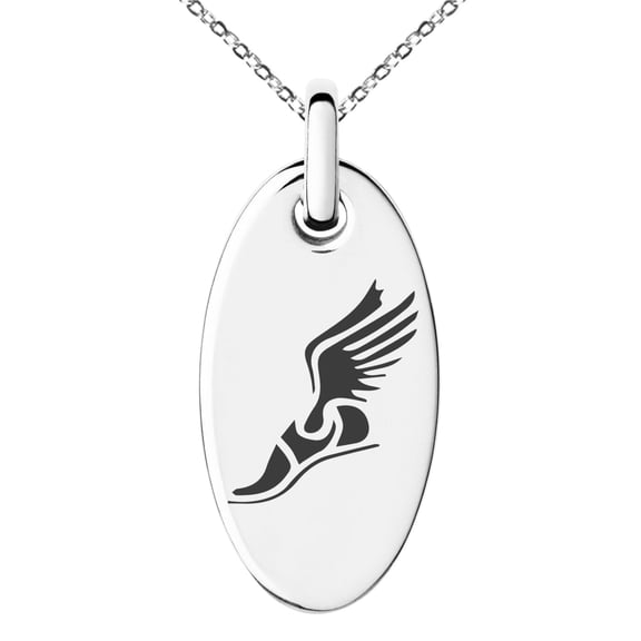 Tioneer Stainless Steel Engraved Small Oval Charm Pendant