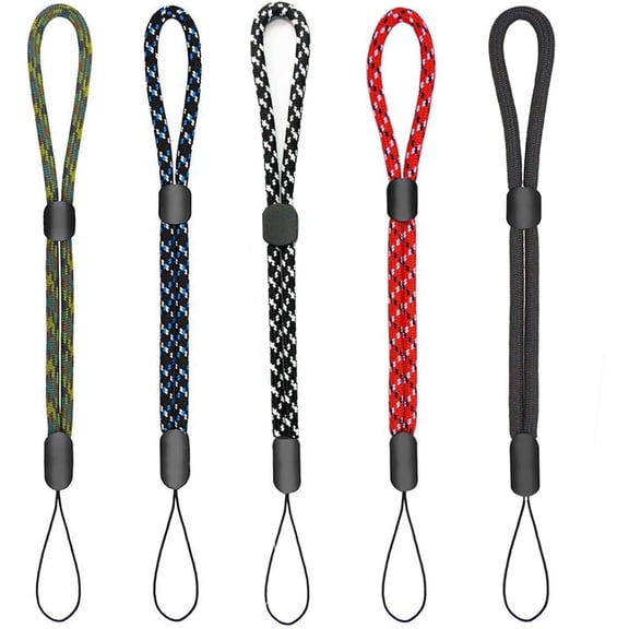5 Pack Wrist Lanyards Adjustable Length Lanyard,For Keys Car Flashlight Cell Phone Pen Wraps Wristlet Keychain,Black Red Blue Green White&Black