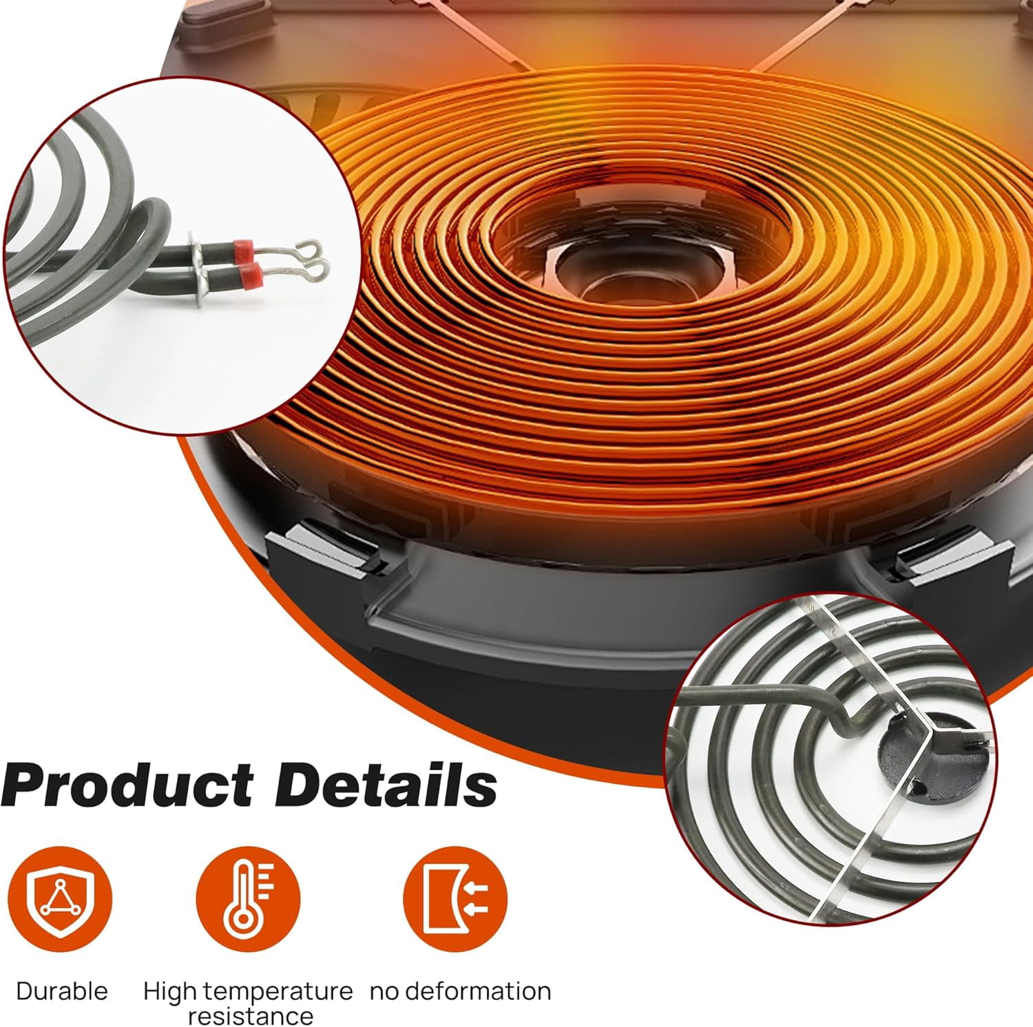 Electric Stove Range Burner Element MP22YA and Black Porcelain Drip Pans 318067041 318067051 Replace 5304430149 5304430150 Compatible with Frigidaire Ken-more | Upgrade by
