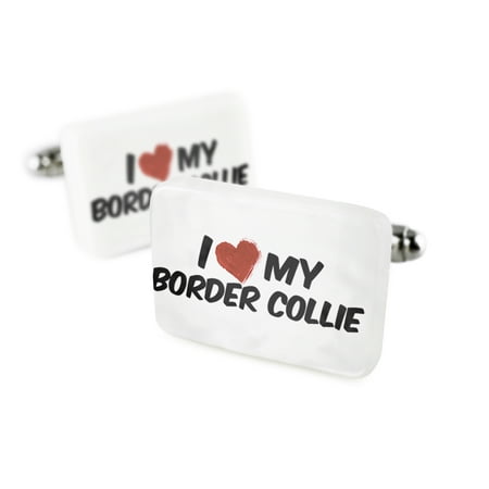 Scottish Border Collie - Cufflinks I Love my Border Collie Dog from Scotland, England, WalesPorcelain Ceramic NEONBLOND