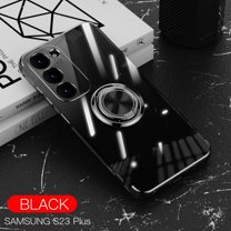 Dteck Case for Samsung Galaxy S23 Plus,Shockproof Plating TPU Ring Holder Kickstand Magnetic Case Slim Transparent Back Cover for Galaxy S23 ,Black