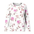 thumbnail image 5 of Hueook Long Sleeve Shirts for Women Women's Fashion Casual Printed Round Neck Long Sleeve Hot Pink 3X, 5 of 5