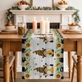 thumbnail image 2 of Table Runner 48 Inches Long for Kitchen Dining, Spring Bee Gnomes Dresser Scarf Farmhouse, Dining Table Decorations for Wedding/Parties, Sunflowers Black Plaid Grey Wooden 13 x 48 In, 2 of 8
