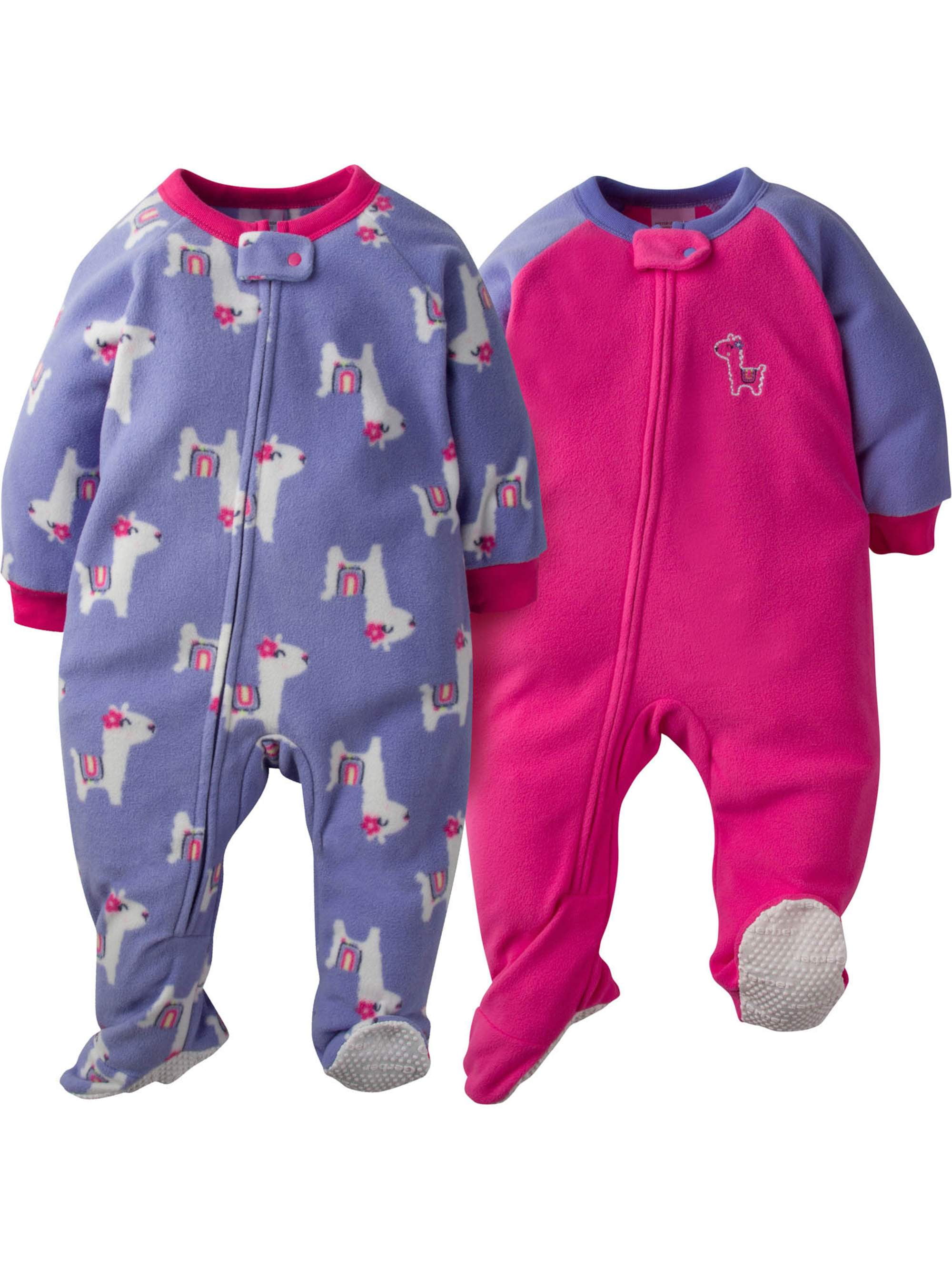 Gerber Baby Girl Microfleece Blanket Sleeper, 2pack