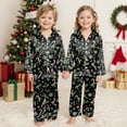thumbnail image 4 of mgoYE Family Christmas Pajamas Couple Matching Pajamas Sets Silk Long Sleeve Button Sleepwear Satin Pjs Shorts Set Soft Lounge Set, 4 of 6