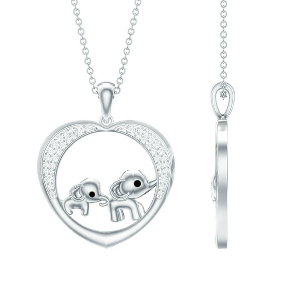 Rosec Jewels Elephant Heart Pendant Necklace For Women, 925 Sterling Silver