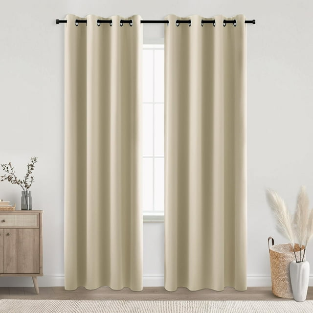 Juego de cortinas KOUFALL, color beige arena, 230 cm, opacas, 2 paneles