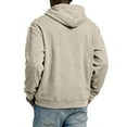 thumbnail image 4 of Men Half Zip Pullover Hoodie Long Sleeve Cotton Blend Sweatshirt Kangaroo Pocket Drawstring Hood Casual Loose Fit Top Khaki 3XL, 4 of 5