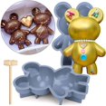 thumbnail image 1 of Molde de silicona de chocolate de oso, 2 moldes de chocolate de oso de peluche rompibles 3D grandes, con 1 martillo esquí esquí Gafas de esquí, 1 of 5