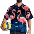 thumbnail image 4 of Flamingo Tropical Rainforest Men's Short Sleeve Hawaiian Shirt, Poplin Casual Printed Button Down, Summer Beach Unisex Shirts, 4 of 6