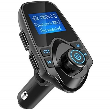 nulaxy bluetooth car fm transmitter audio adapter receiver wireless handsfree voltmeter car kit tf card aux usb 1.44 display - km19 (Best Aux In Bluetooth Car Kit)
