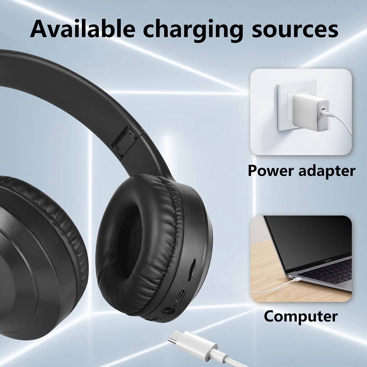 Wireless Noise-Cancelling Headphones with Long Battery, Stereo Sound for Running Travel Exercise, Available in Black Purple Beige
