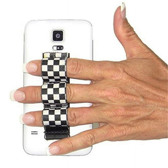 LAZY-HANDS 201494 3-Loop Grip For Oversized Phones - XL  Black & White Checkers