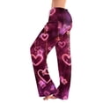 thumbnail image 2 of Hearthz Womens Valentines Pajama Pants Heart Print Heart Pajama Pants Spring Summer Drawstring Wide Leg Lounge Pants for Women, 2 of 7