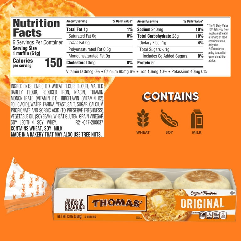3x-Thomas' Original English Muffins count Plain English Muffins