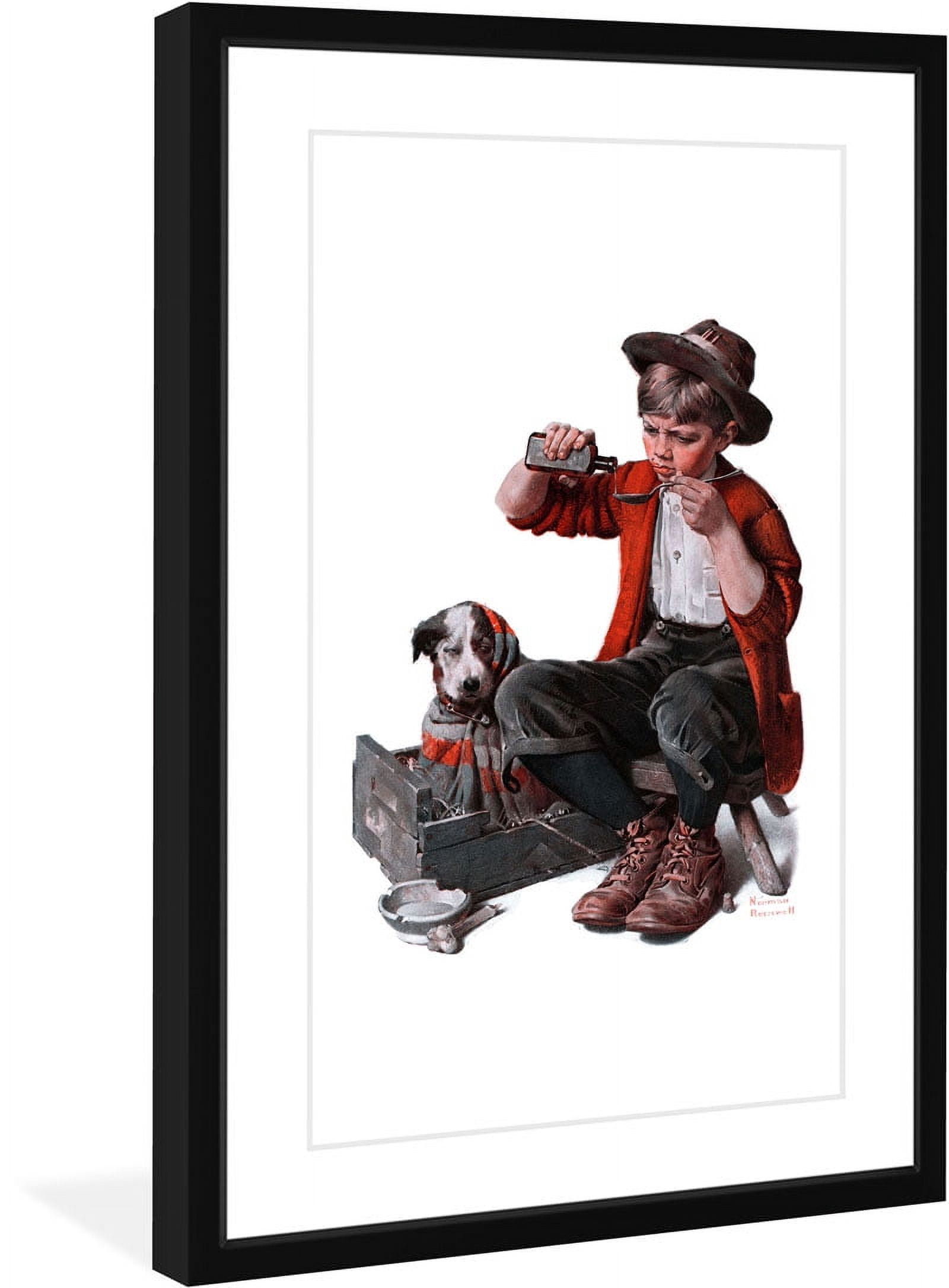 Marmont Hill "Sick Puppy" by Norman Rockwell Framed Art Print