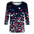 thumbnail image 4 of BangWanChi 3/4 Length Sleeve Womens Tops Women's Valentine's Day Fashion Printed T-shirt 3/4 Sleeves Blouse Round Neck Casual Tops, 4 of 5