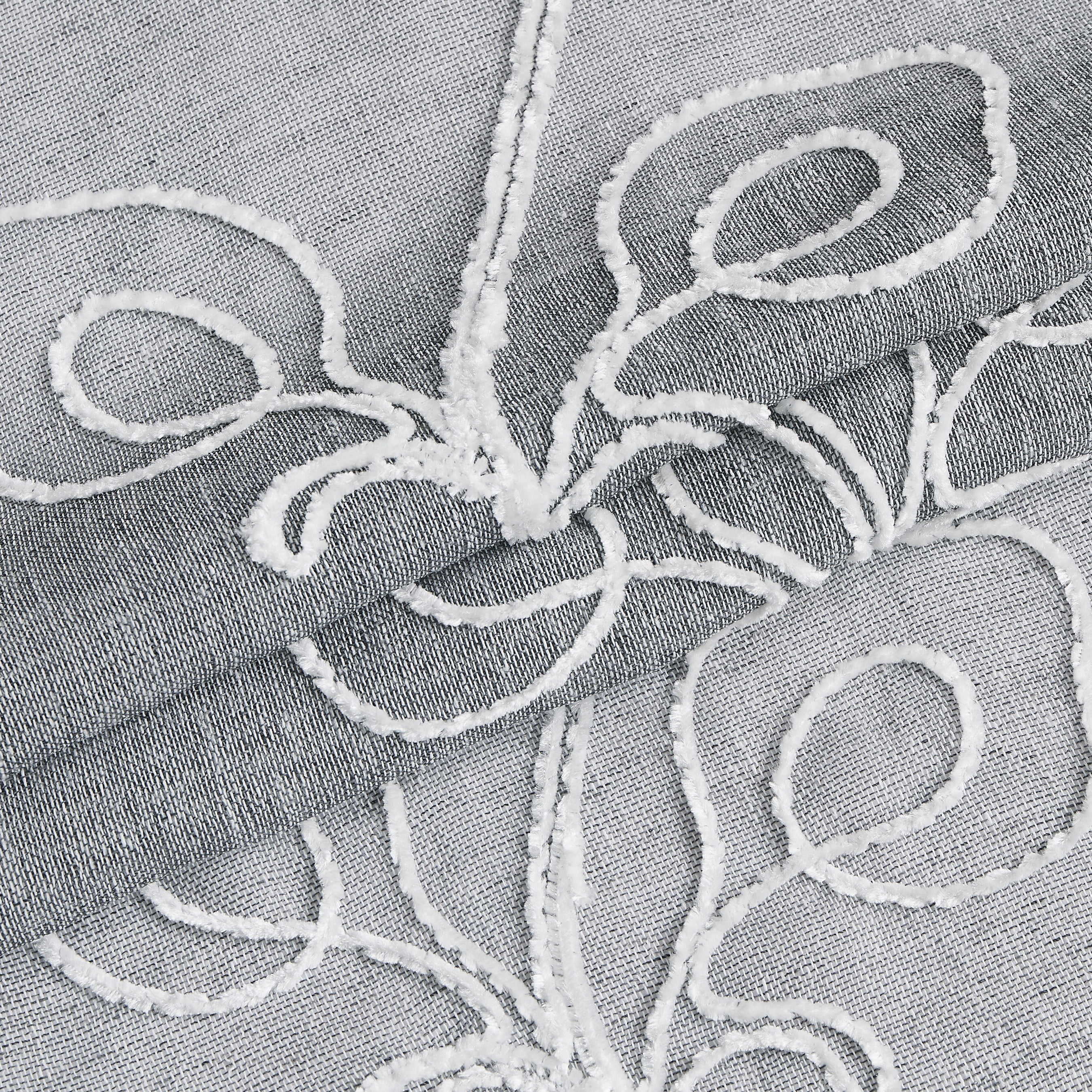 Dainty Home Stella 3D Floral Chenille Embroidered Solid Sheer 76" x 84" Window Curtain Panel Pair in Grey