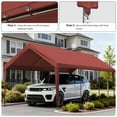 thumbnail image 6 of Pakunoda 12' X 20' Carport Canopy Replacement Cover, Portable Car Garage Shelter Party Top Tent with 34PC Ball Bungees, Fuchsia Red (Only Cover, Frame Not Included), 6 of 8