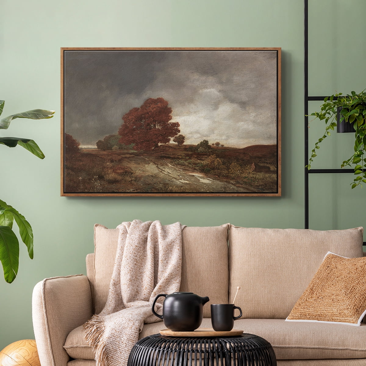 Vintage Landscape-CCCXIII By Wexford Home Framed in Walnut Wood Gallery Wrapped Canvas 25 in. x 37 in.