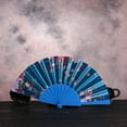 thumbnail image 2 of Ongmies Fan Clearance Chinese Style Dance Wedding Party Lace Silk Folding Hand Held Flower Fan Room Decor Sky Blue, 2 of 2