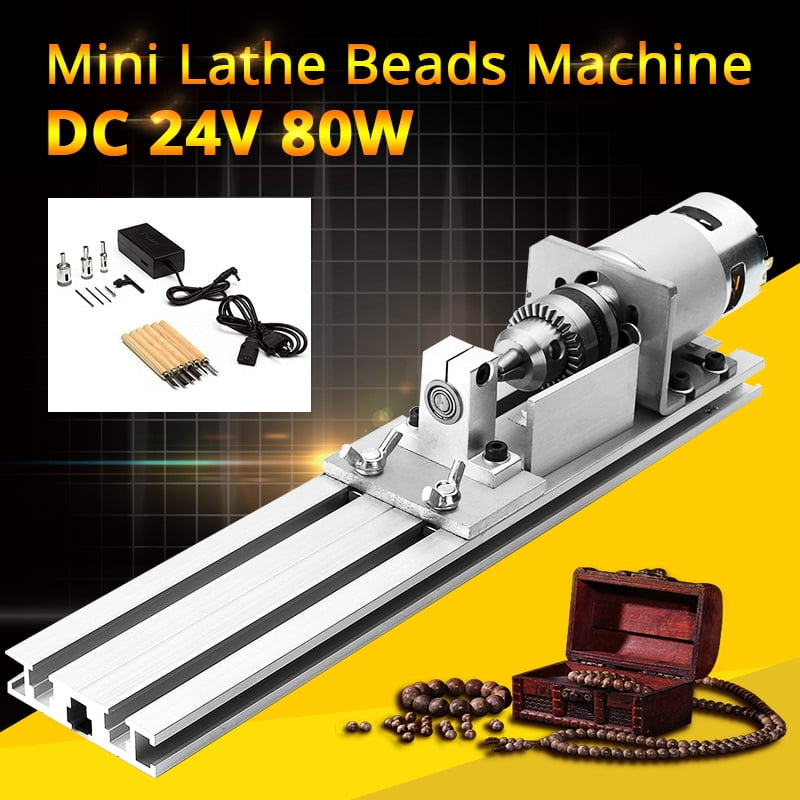 Mini Lathe Beads Machine Woodworking DIY Lathe Standard Set with Power