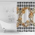 thumbnail image 4 of 72x78 Inch Shower Curtain Black Plaid Thanksgiving Bathroom Decor Waterproof Fabric Bathtub Bath Curtains Decorative Fall Pumpkins Wreath Extra Long Shower Curtain Set with Hooks, 4 of 6
