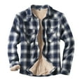 thumbnail image 3 of JTieacloth Lightweight Jackets for Mens Mens Autumn And Winter Fashion Casual Sanding Plaid Pocket Lambswool Buckle Composite Coat Jacket Thick Coat(Blue,XXL), 3 of 7