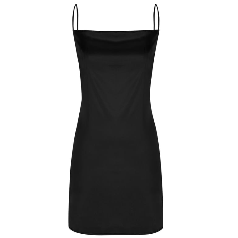 homecoming slip dress Simple Cowl Neck Champagne Satin Homecoming Dress – FancyVestido main image 1