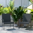 thumbnail image 2 of Flash Furniture Maxim Set of 2 Stackable Indoor/Outdoor Wicker Dining Chairs with Arms - Fade & Weather-Resistant Steel Frames - Gray, 2 of 13