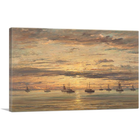 ARTCANVAS Sunset At Scheveningen 1894 Canvas Art Print by Hendrik Willem Mesdag - Size: 26" x 18" (1.50" Deep)