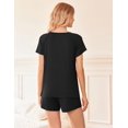 thumbnail image 3 of Ensemble de Pyjama 2 Pcs pour Femmes Manches Courtes Vêtements de Nuit Doux Col Rond Ensemble de Shorts Imprimés avec Poches P-TTG, 3 of 5