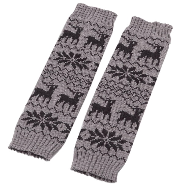 Calentadores de piernas de punto grueso de Navidad para mujer, estilo bohemio, copo de nieve, reno, jacquard, puños de bota de ganchillo, cubierta para pies, calcetines hasta la ro
