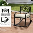 thumbnail image 4 of Outdoor Metal Rocking Chair with Cushion & Footrest, Weatherproof Patio Rocker for Garden, Yard, Porch - Flower Back Design, 4 of 9
