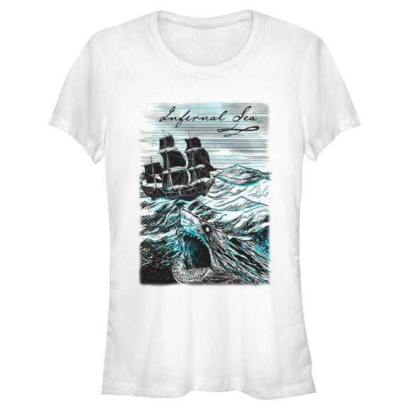 Junior's Pirates of the Caribbean: Curse of the Black Pearl Infernal Sea Graphic Tee White Small