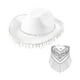 thumbnail image 1 of Sombrero de vaquero con bandana de flecos, sombrero con flecos de diamantes de imitación brillantes y pañuelo de cachemira. Blanco, 1 of 7