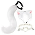 thumbnail image 4 of Conjunto de orejas y cola de gato y zorro, diadema con aro y cascabel para cumpleaños, juegos de rol y carnaval. Blanco, 4 of 9