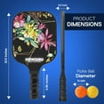 thumbnail image 4 of Pickleball Paddle Set 2 Rackets & 4 Ball - Fiberglass Surface For Power & Control | Honeycomb Base Cushion Comfort Grip, With Portable Racquet Bag - Floral, 4 of 5
