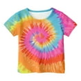thumbnail image 4 of Razzly Little Girls' Tie Dye Print Short Sleeve T Shirt Summer Fashion Casual Round Neck Tee For Toddler & Kids Tops Kids Pack of Tops 5t Shirts for Girl Workout Too Girls Short(Hot Pink,6-7 Years), 4 of 4