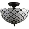 thumbnail image 2 of Tiffany Style 2 Light Jeweled Semi-Flush Ceiling Lamp - 16" Wide, 2 of 4