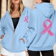 thumbnail image 2 of NinXxx Women's Cancer Awareness Zip Up Hoodie Pocket Drawstring Casual Sweatshirt Light Blue XXL, 2 of 6