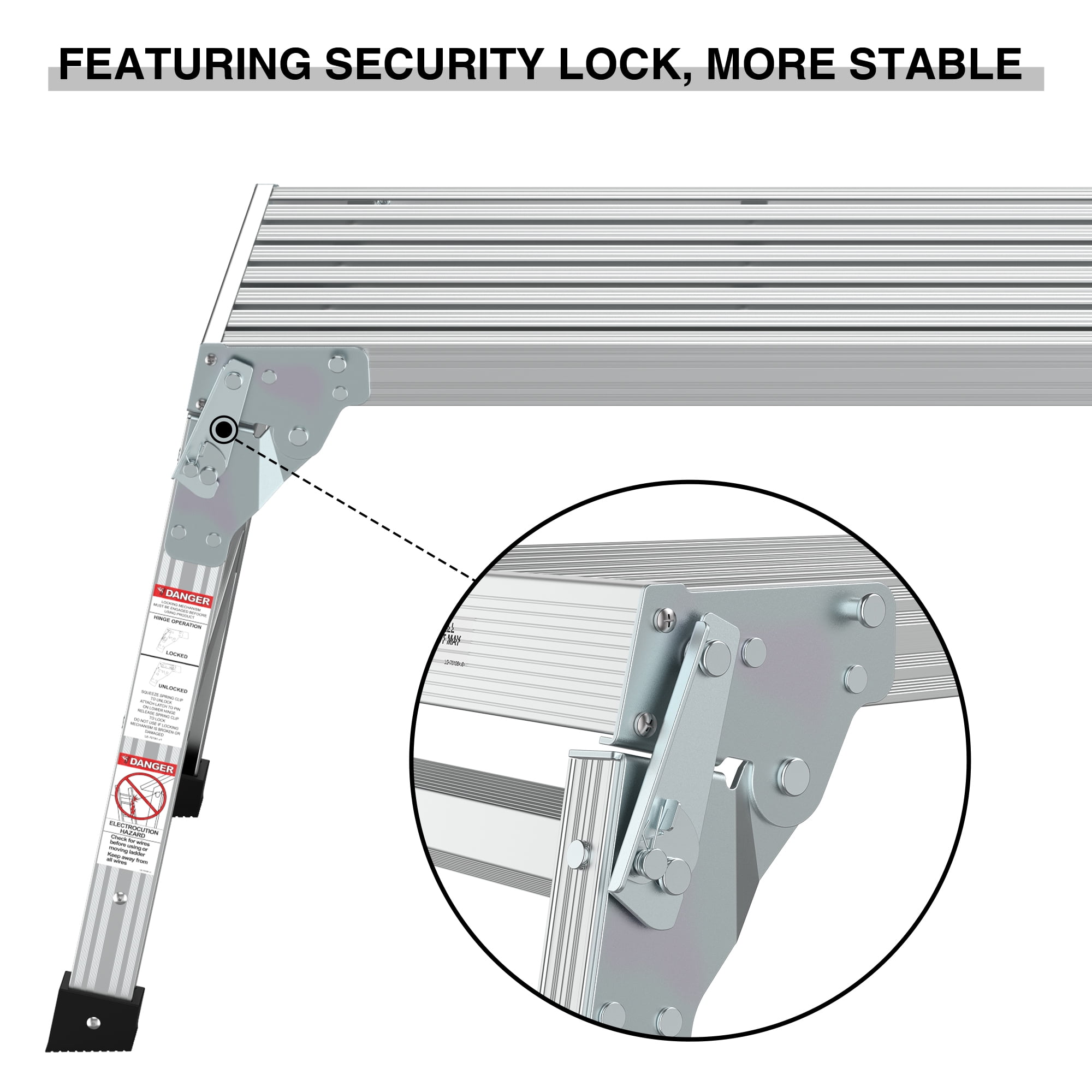 Aukfa Adjustable Work Platform, Portable Bench Folding Ladder,Gray