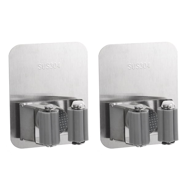 Soporte de Pared para Fregona y Escoba Unique Bargains 2 Piezas Acero Inoxidable 304 Gris