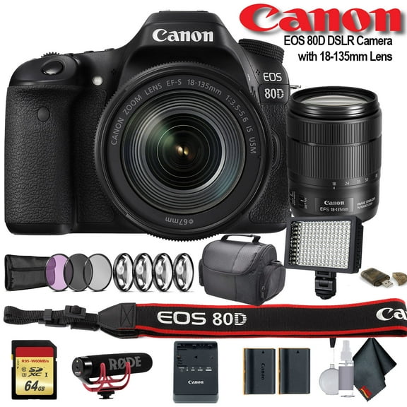 Canon EOS 80D DSLR Camera 24.2MP   18-135mm Lens Advanced Bundle (International Model)