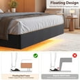 thumbnail image 3 of Modern Floating Platform Bed Frame with LED Lights & Charging Ports – Upholstered Storage Headboard – Sturdy Wood Slats – Easy Assembly – No Box Spring Needed – Queen Size, 3 of 7