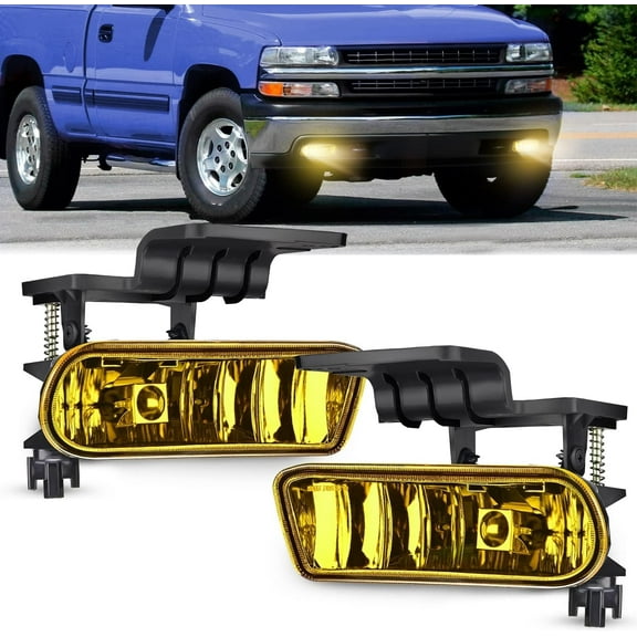 Nilight Fog Light Assembly Compatible with 1999 2000 2001 2002 Chevy Silverado 1500 2500 2001 2002 Chevy Silverado 3500 2000-2006 Chevy Suburban Tahoe Amber Lens